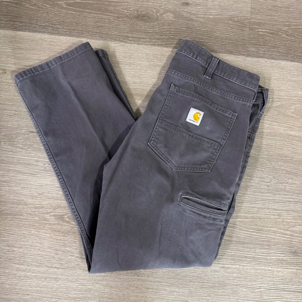 Carhartt Relaxed Straight Pants Mens 36x30 Gray Canvas Work BN2517-M